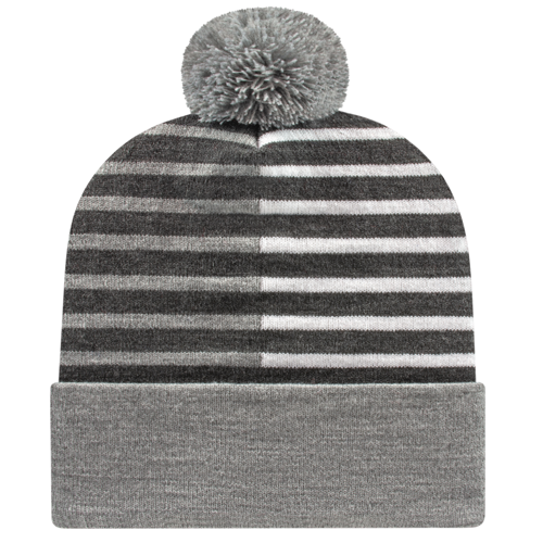Half Color Knit Cap with Cuff